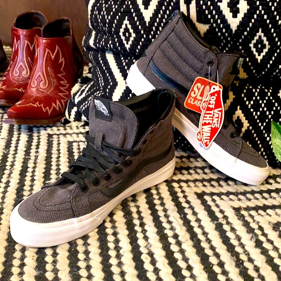Vans Shoes - VANS Sk8-Hi Slim Zip / Grey Houndstooth Tweed